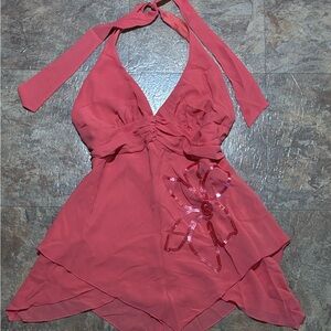 Y2K Flowy Pink Flower Top